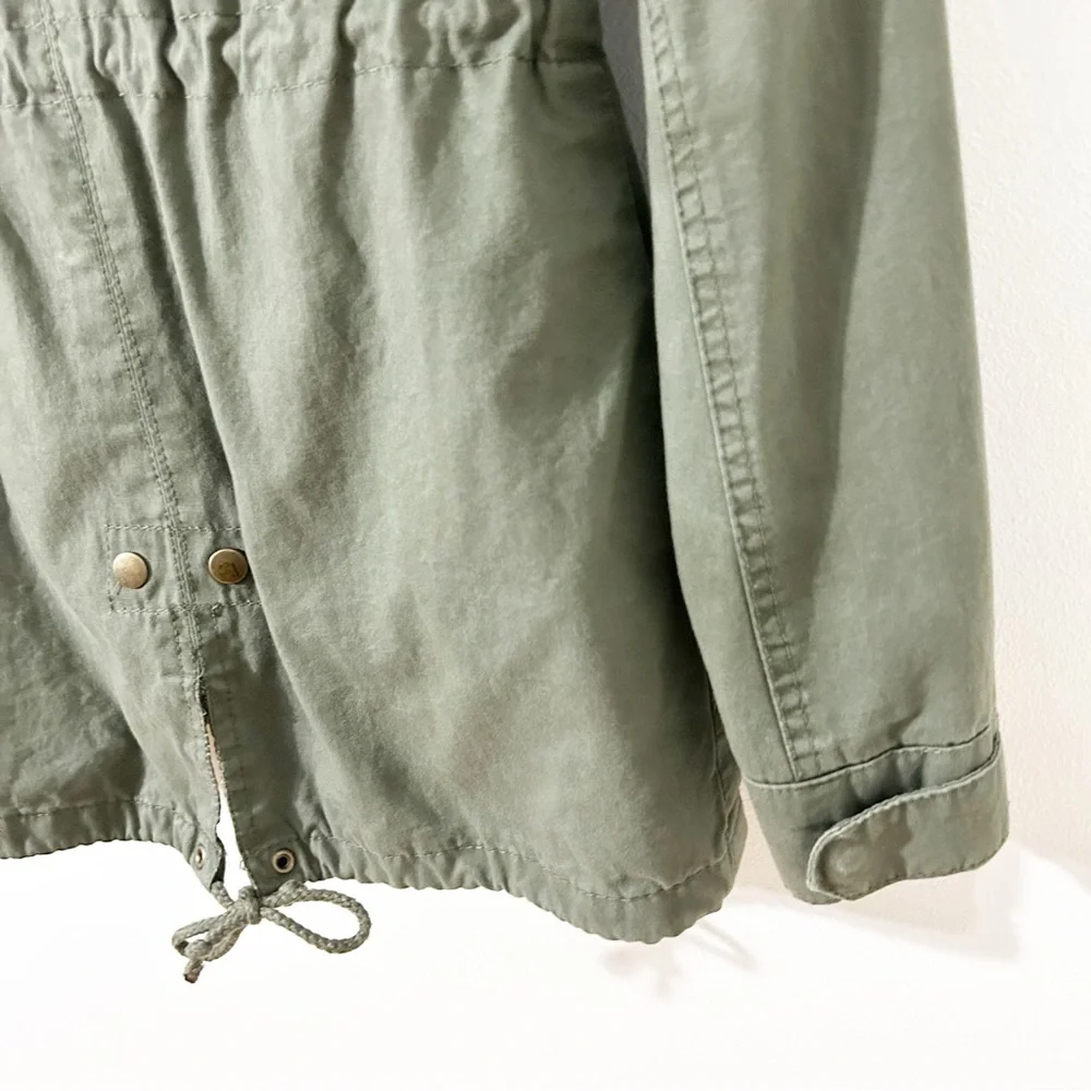 Ambiance Outerwear Cotton Army Green Field Utility Cargo Military Hooded Jacket